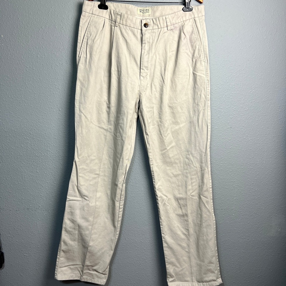 St John's Bay Classic Fit Worry Free Pleated Khaki Preppy Academia Pants 38x34‎